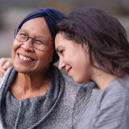 Two women smiling